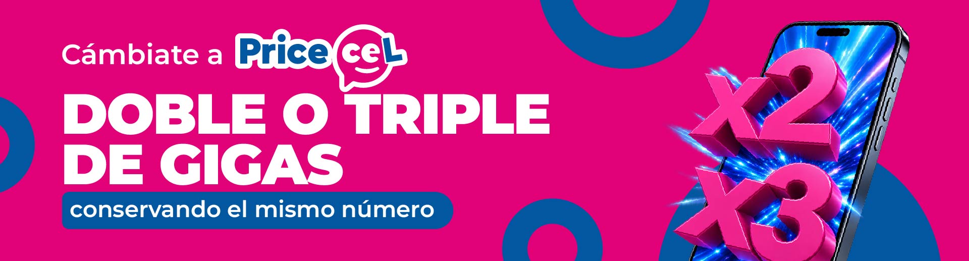 Price Cel - Gigas al Doble 20GB por $100